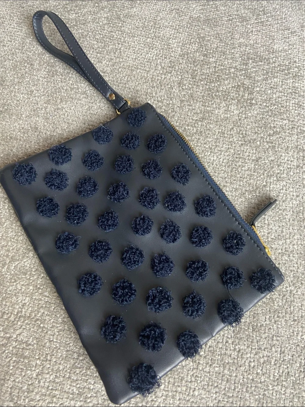 Abercrombie & Fitch Navy Pom-Pom Wristlet Clutch